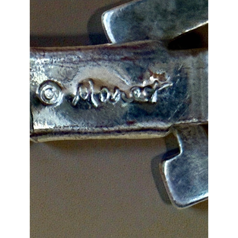 Monet Silver Tone Link Bracelet Rhinestone Accents Clasp Closure VTG Signed - Picture 6 of 6